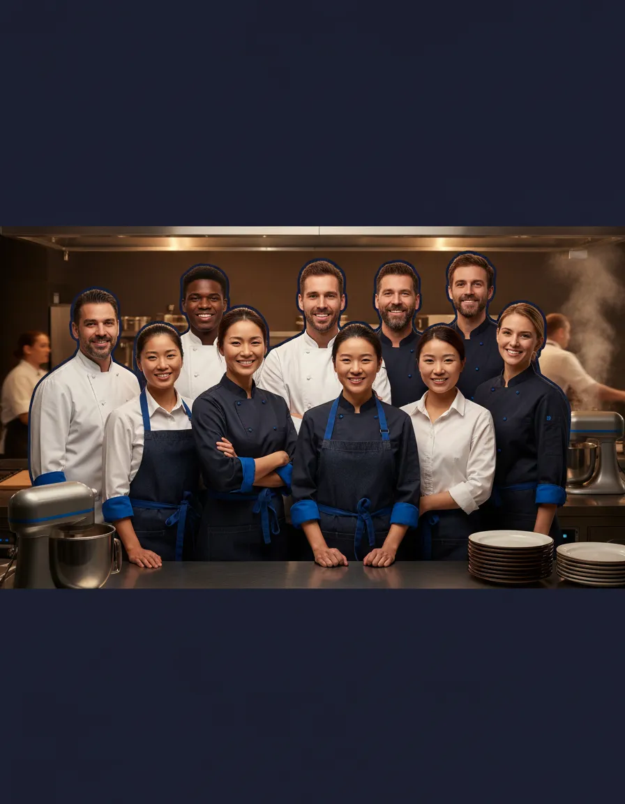 Lifestyle image of restaurant team members using the TableTurn POS system to organize their shifts.