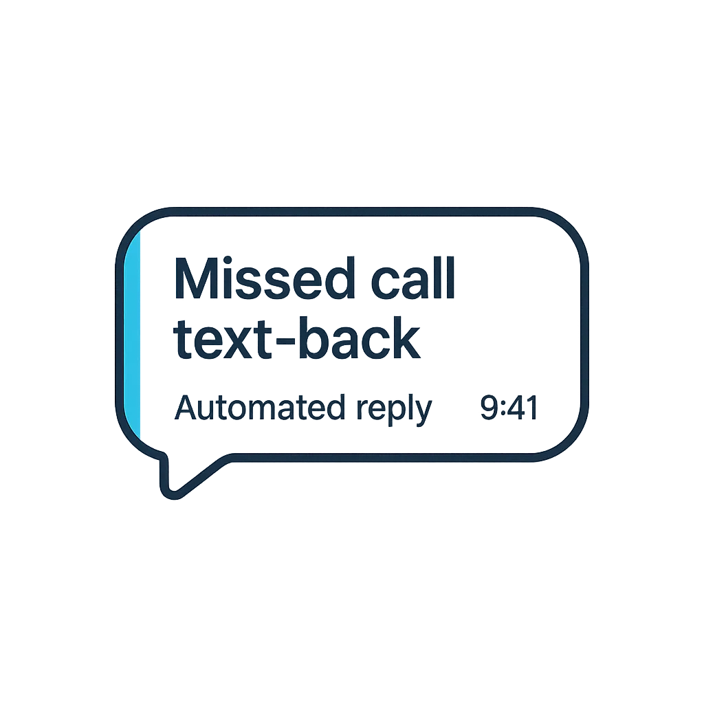 Abstract vector UI representing missed call text-back workflow
