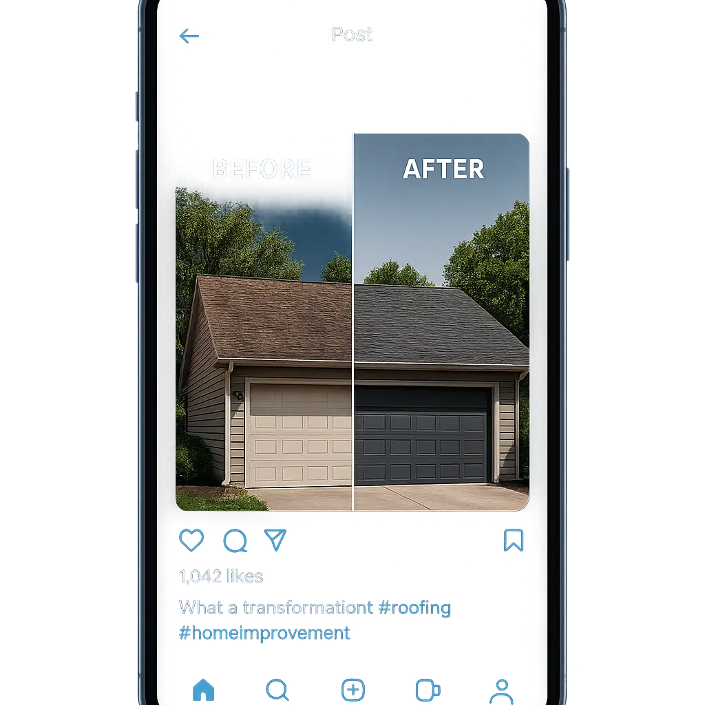 Contractor Post Mockup showing automated AI social media post