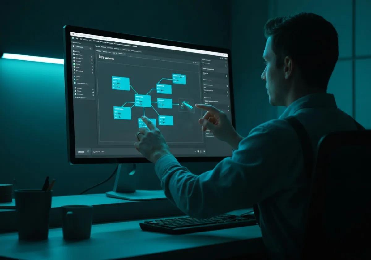 A person quickly making rapid updates to a live workflow mapping tool