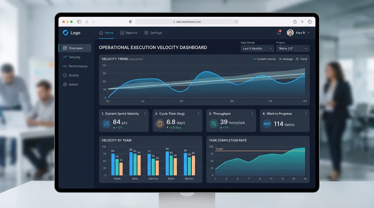 Analytics dashboard showing operational execution velocity
