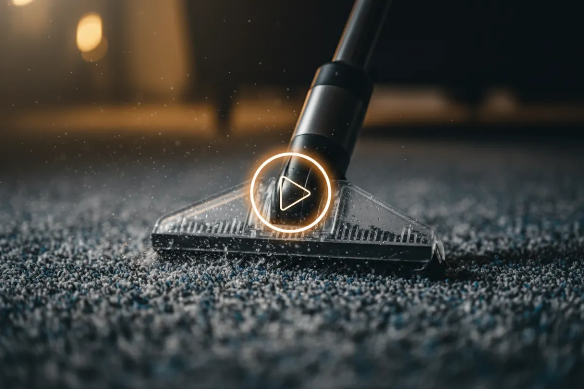 Video thumbnail: DeepFiber Pro cleaning wand over carpet with play button overlay