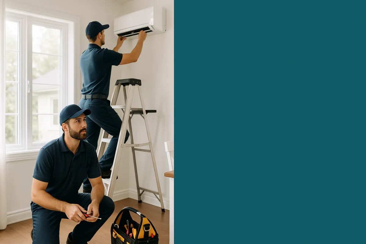 Technicians cleaning carpet in a bright home