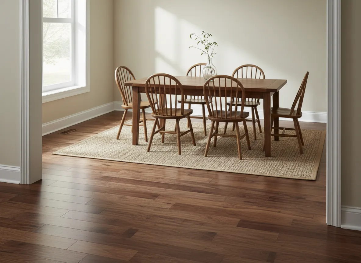 Hardwood flooring in a dining room
