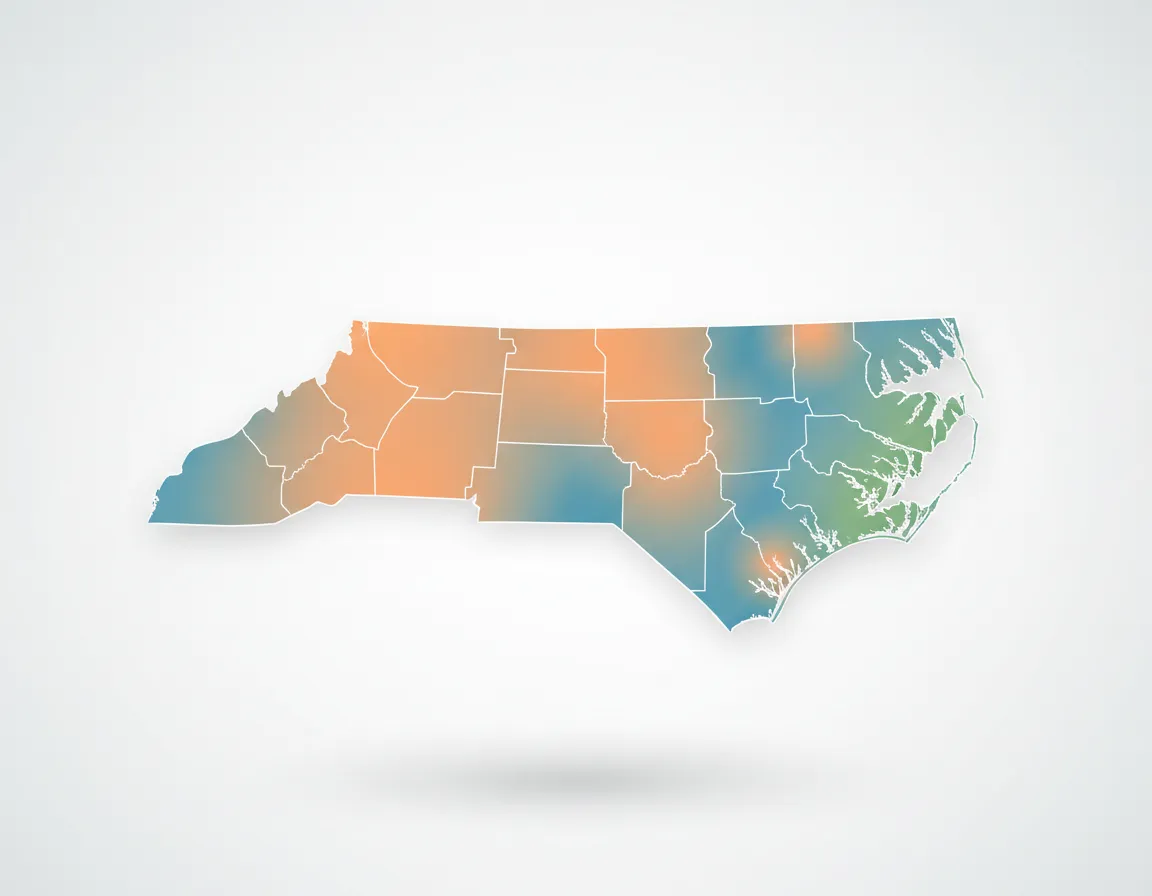 Stylized map highlighting North Carolina service areas