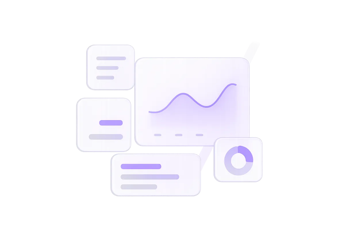 Clean SaaS dashboard UI Mockup with soft purple accents