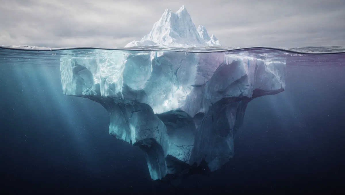 Iceberg illustration showing symptoms above water and root causes below