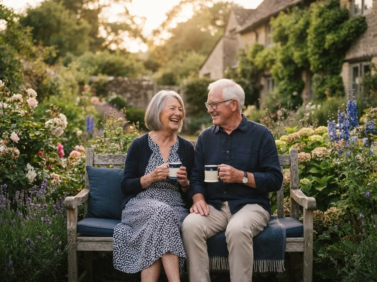 Senior couple relaxing comfortably in their Australian heritage homestead