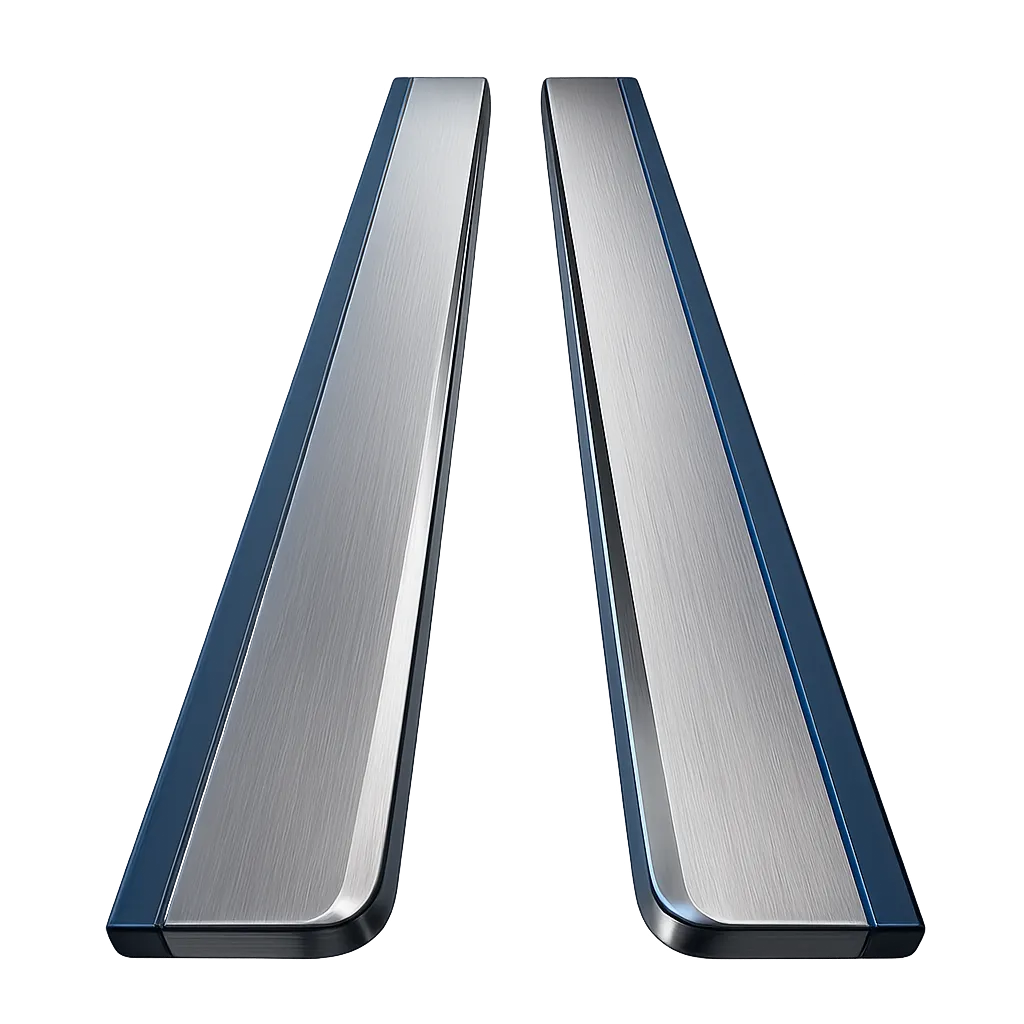 Abstract industrial graphic depicting two parallel tracks