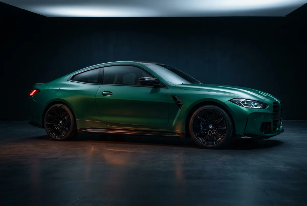2024 BMW M4 Competition in Isle of Man Green studio shot