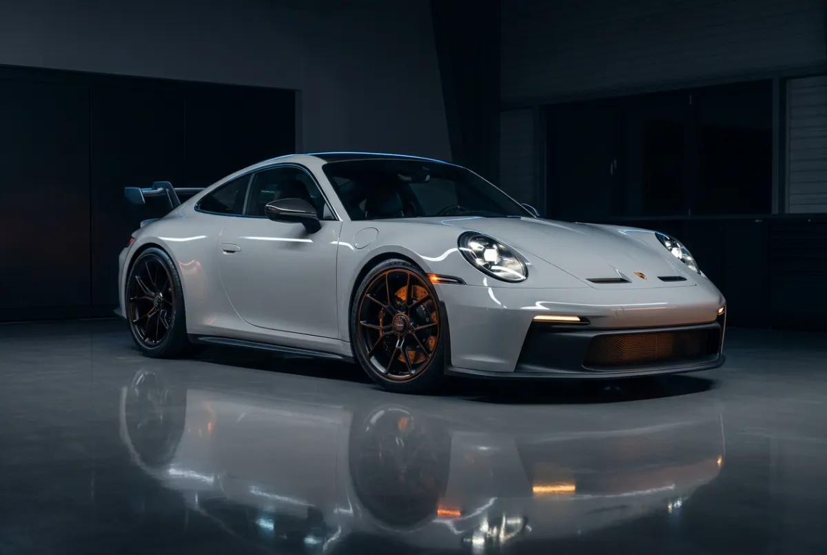 2023 Porsche 911 GT3 in Chalk Grey at studio showroom