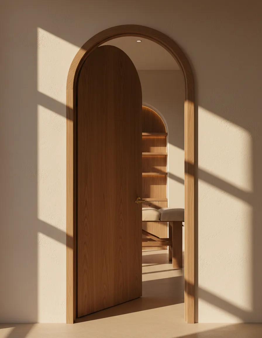 Serene studio entrance detail