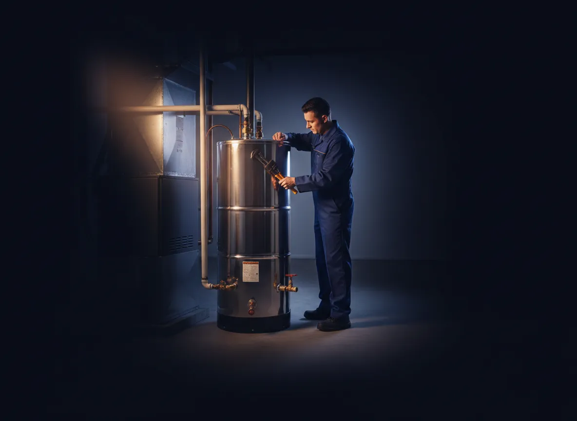 Professional hot water tank installation