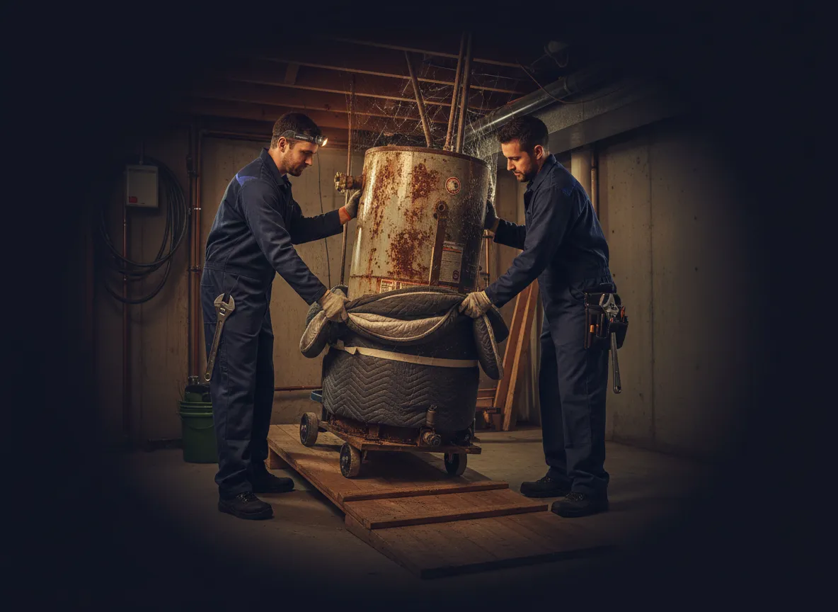 Safe removal of old rusted hot water tank