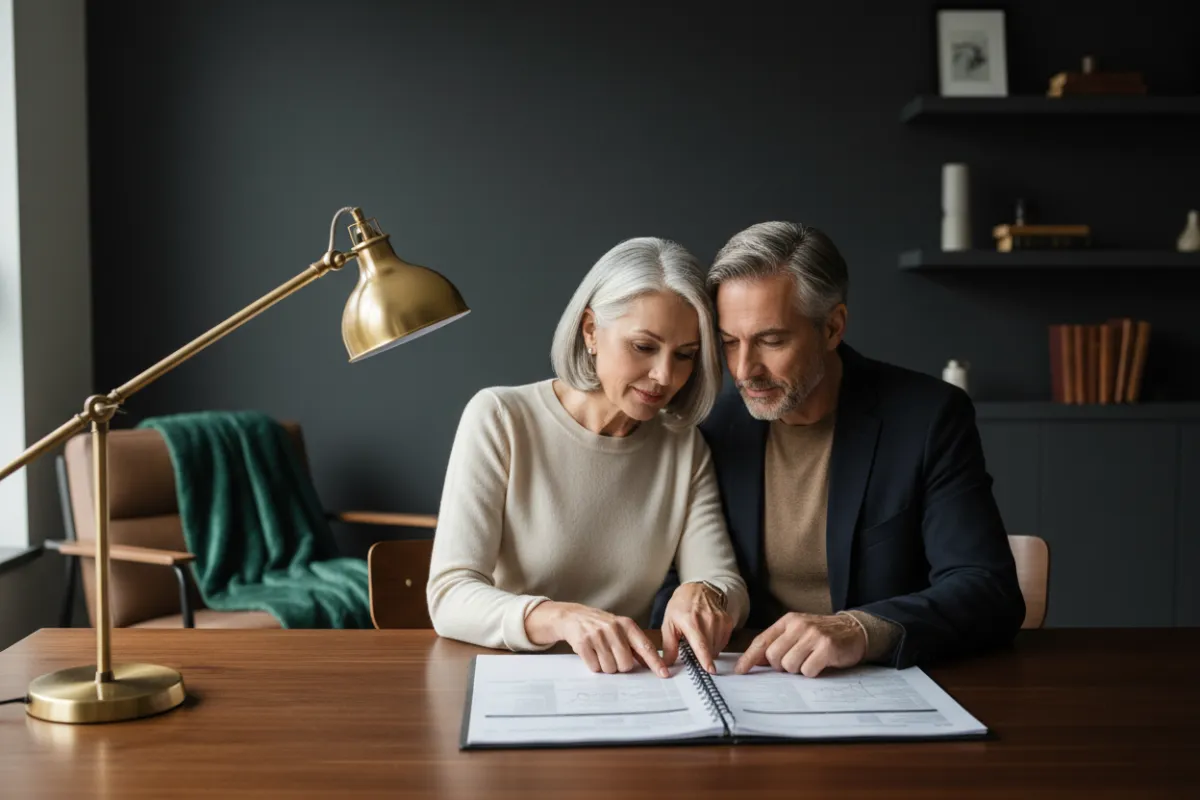 Pre-retirees reviewing a financial plan together