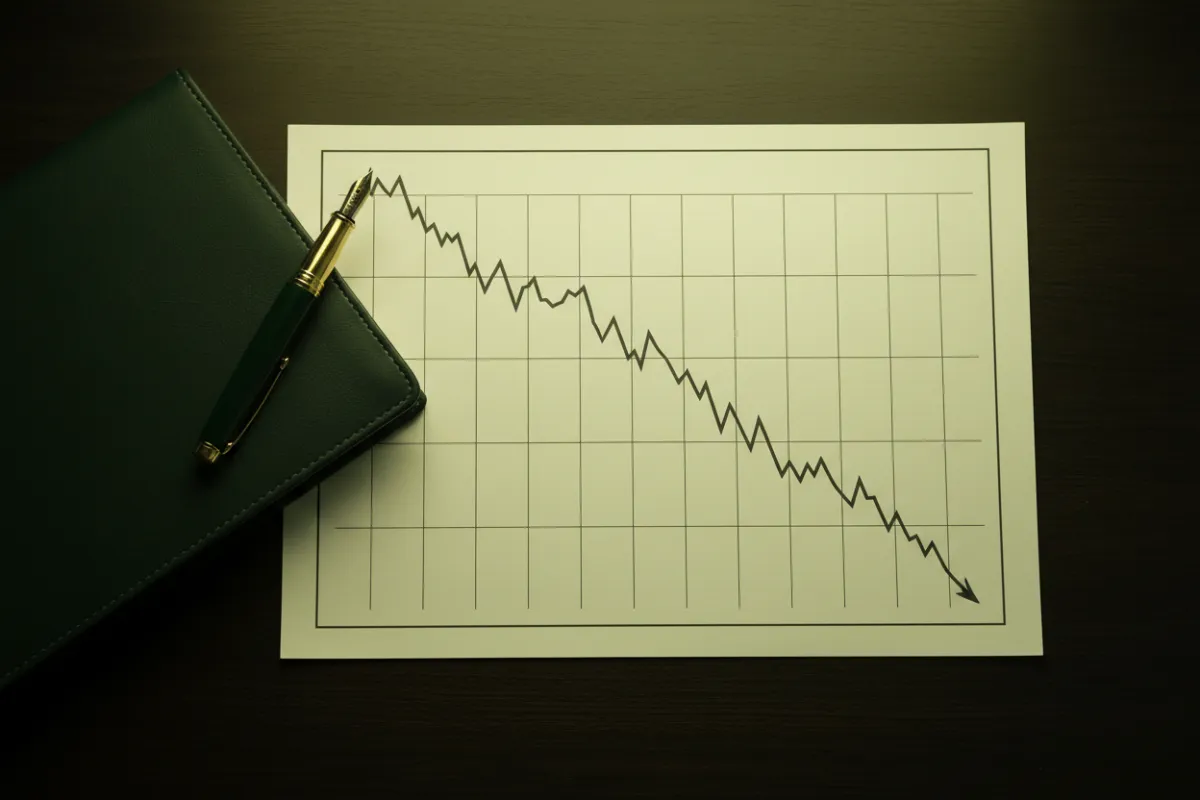 Graph showing rapid decline in funds