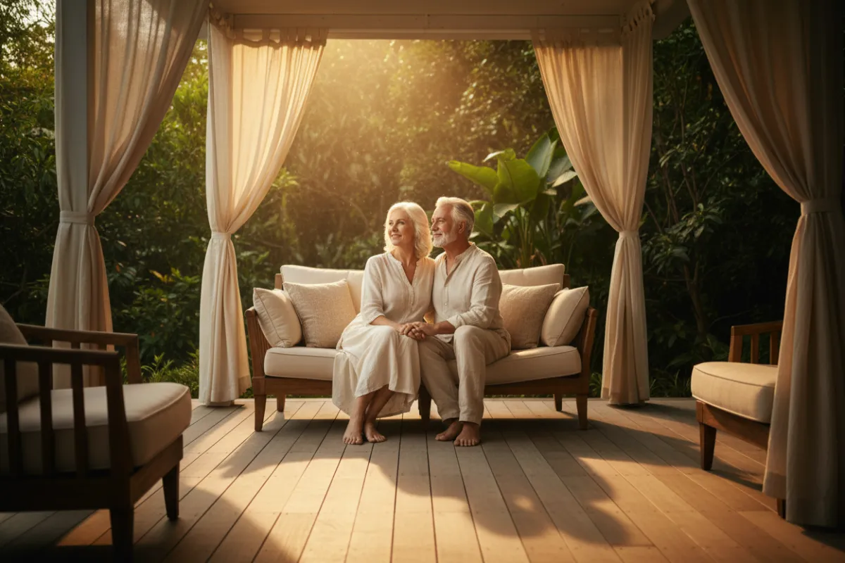Older couple enjoying a peaceful retirement lifestyle