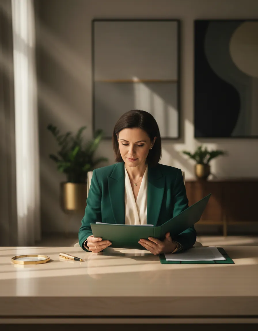 Professional reviewing documents in an office setting