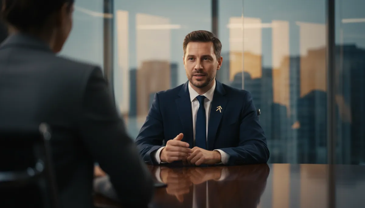 Professional in finance discussing a serious career path