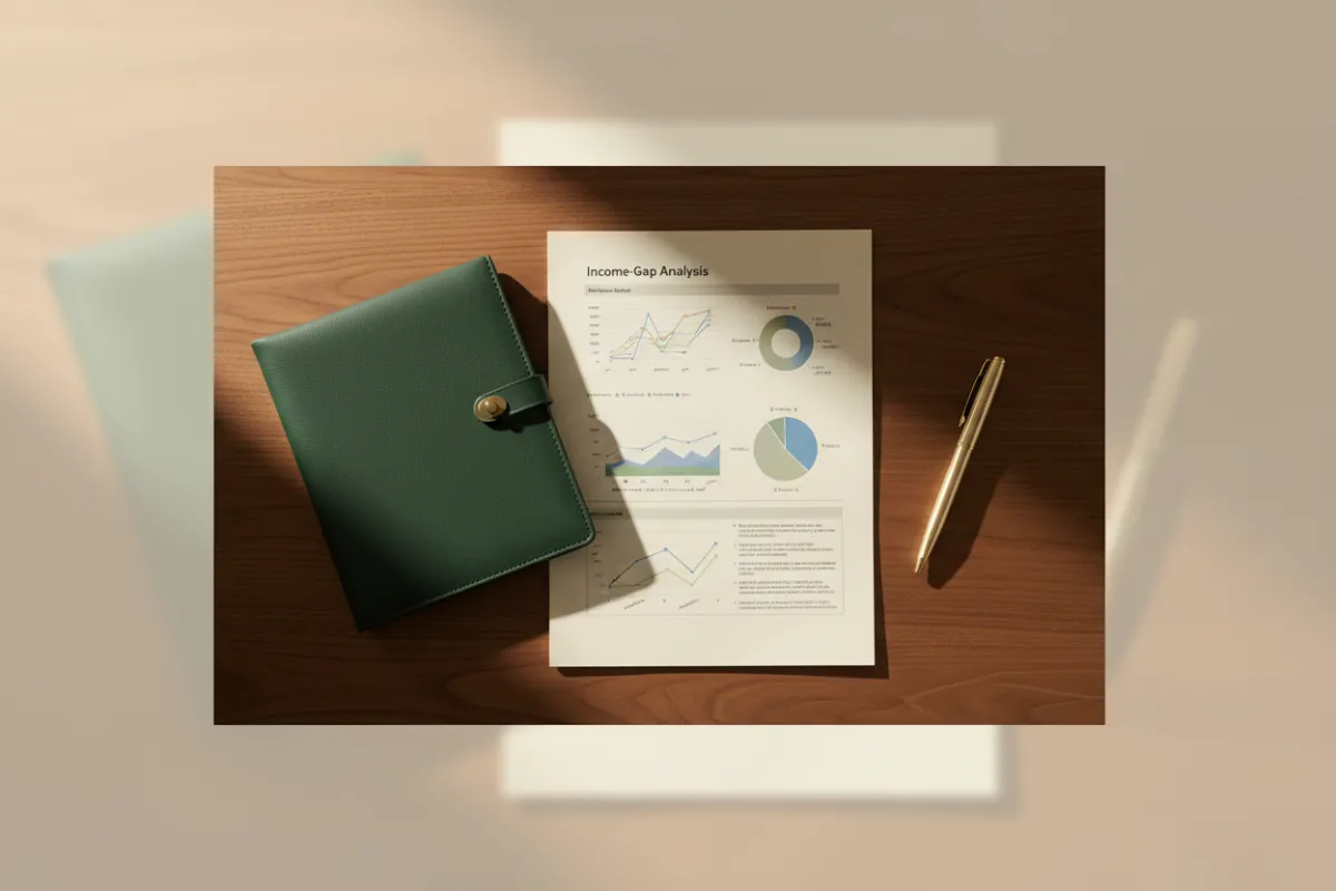 Financial planning document representing an income gap analysis
