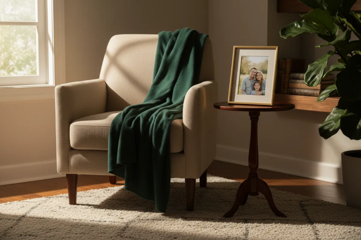 A reassuring depiction of a peaceful home interior representing security