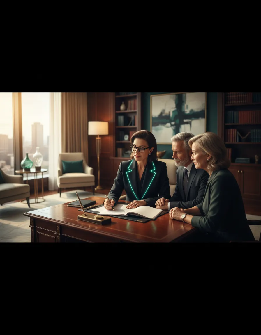Financial professional explaining a document to a client
