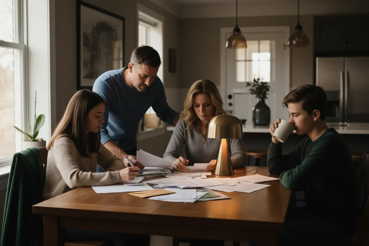 Family dealing with bills