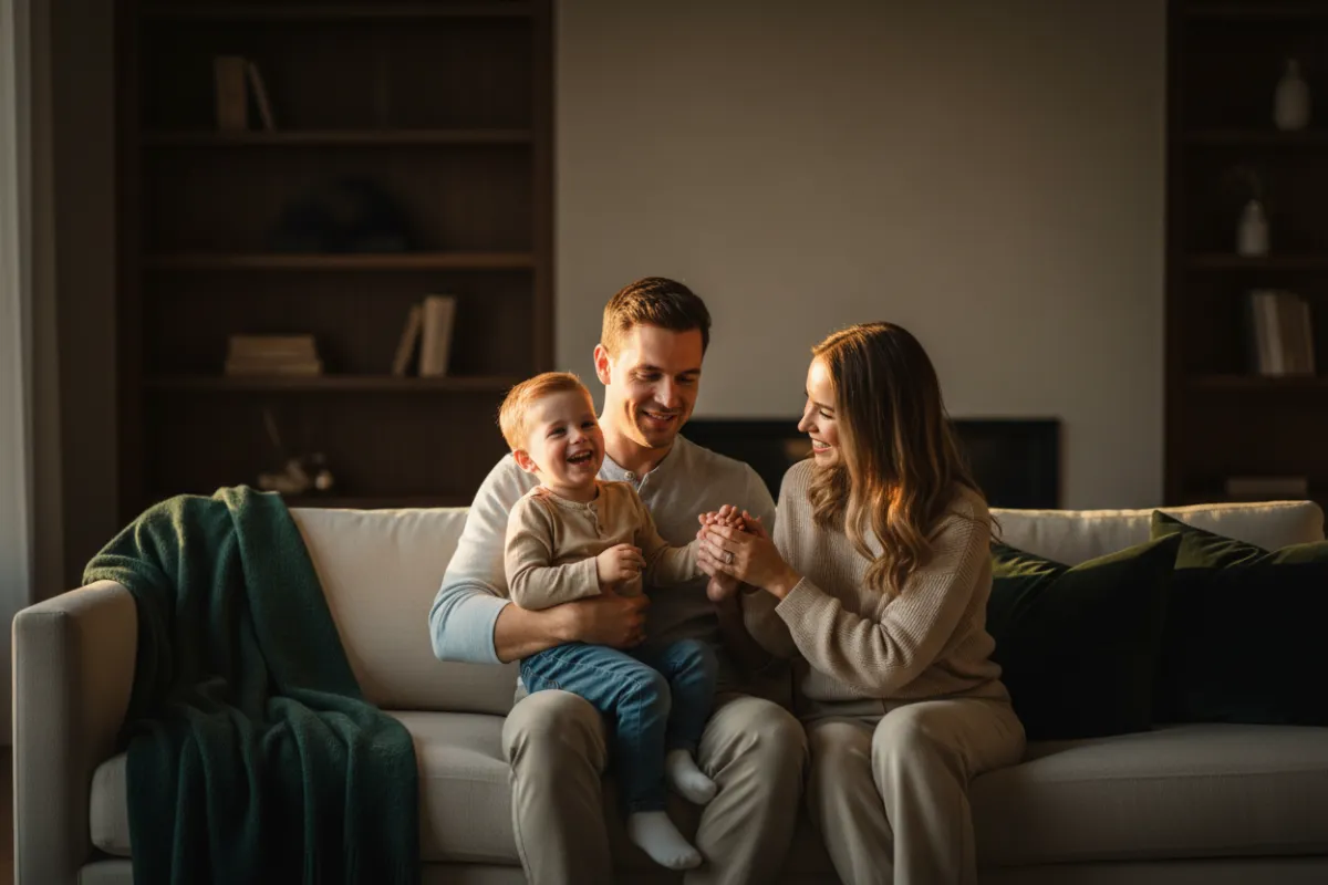 Family enjoying time together at home