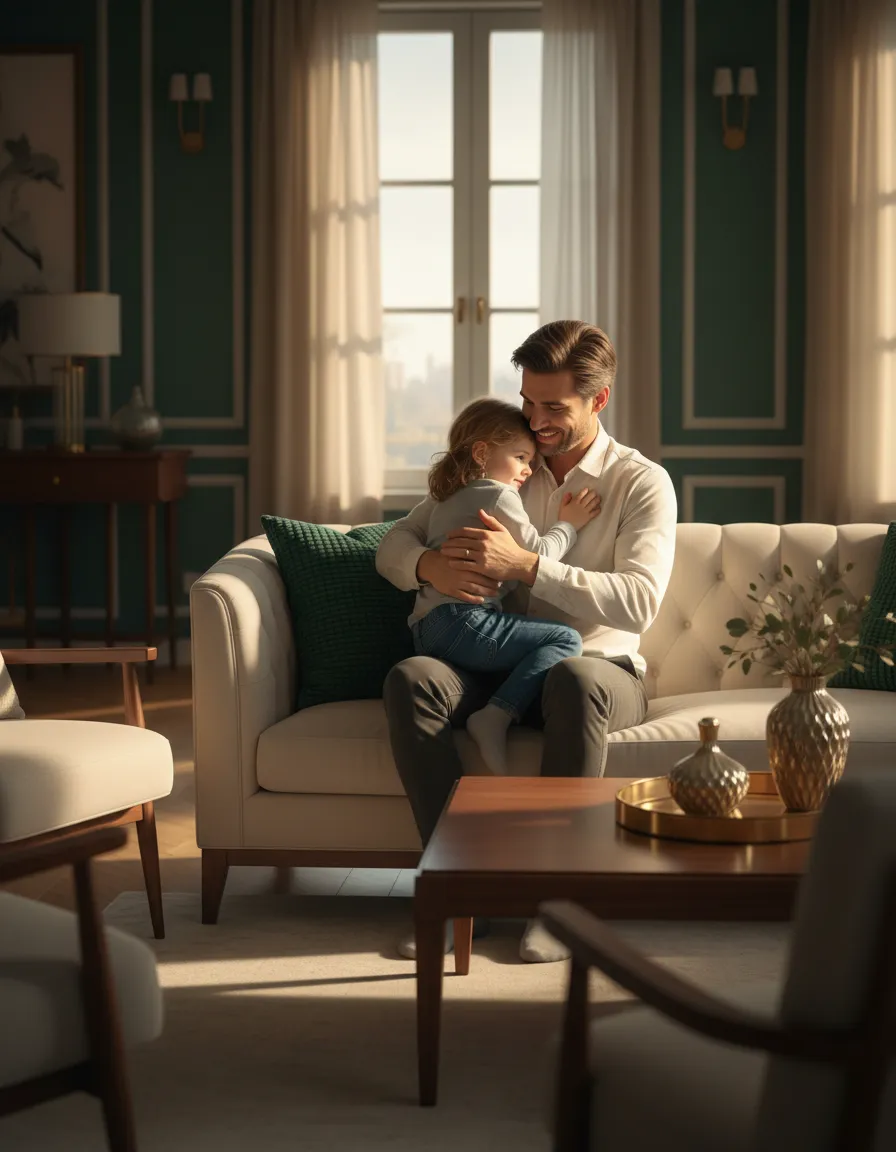 Parent and child sharing a secure and happy moment at home