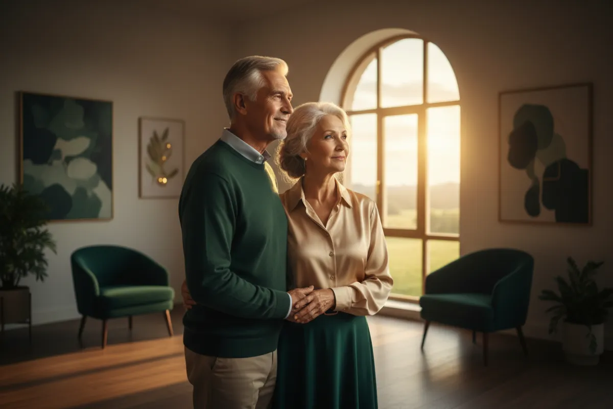 Older couple looking toward the future