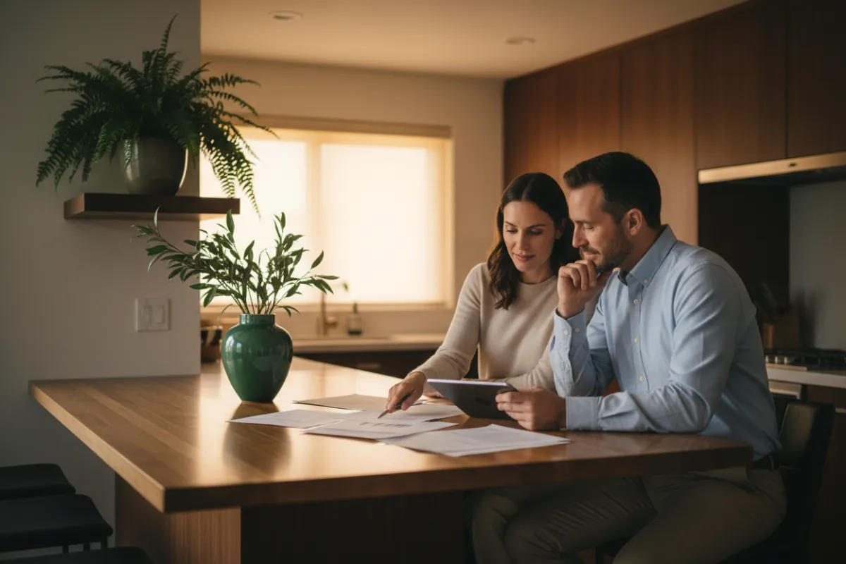 Couple discussing finances together