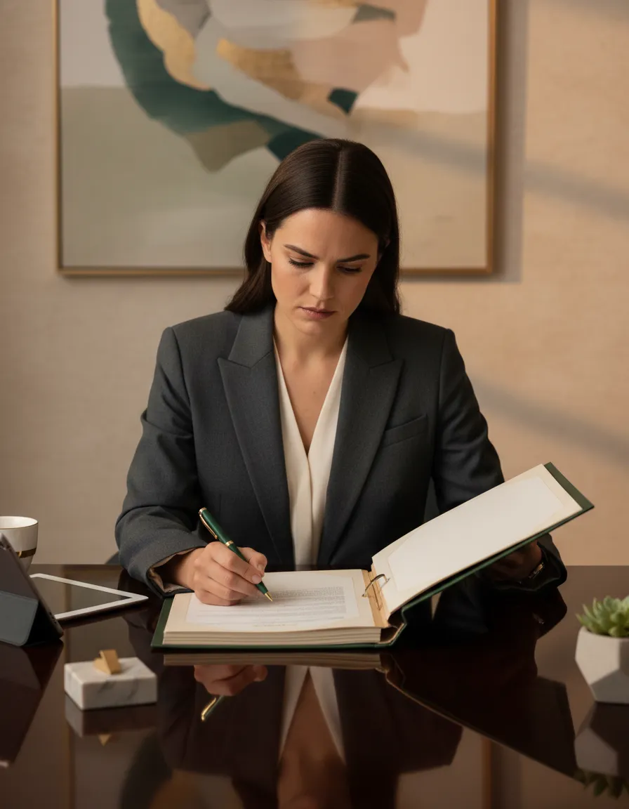 Professional reviewing secure documents