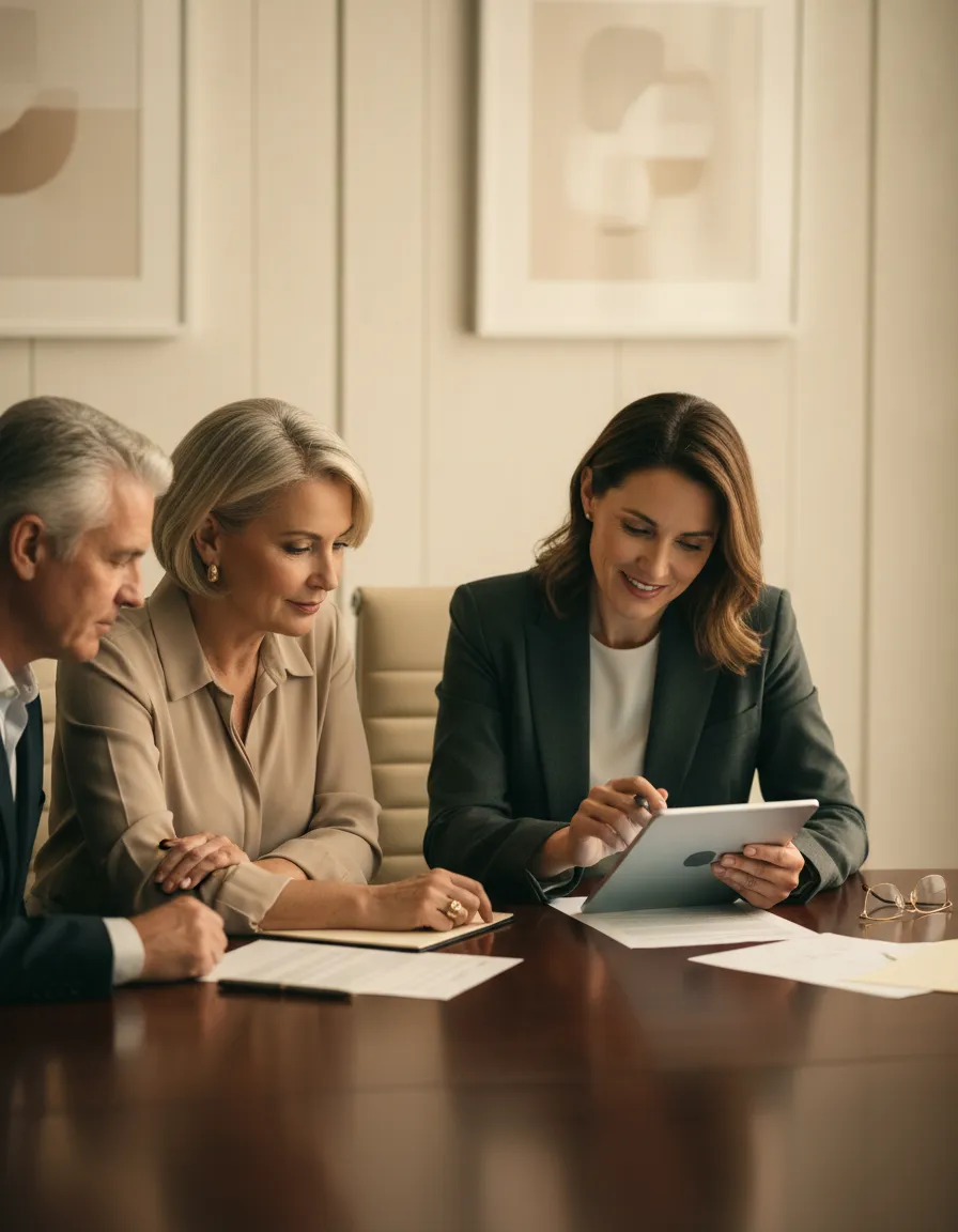 Financial professional reviewing life insurance options with a client