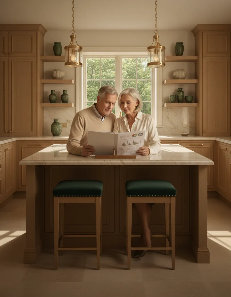 Retired couple retirement planning meeting