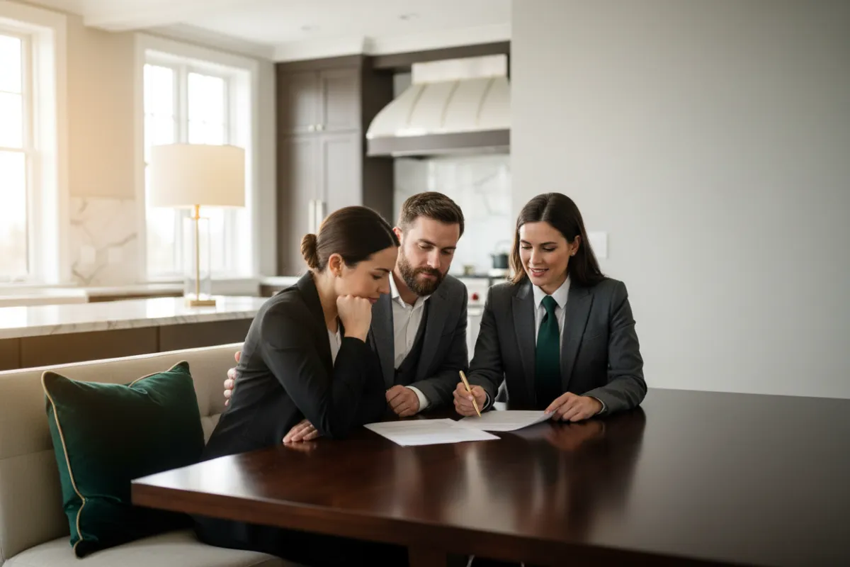 Financial professional reviewing mortgage details with homeowners