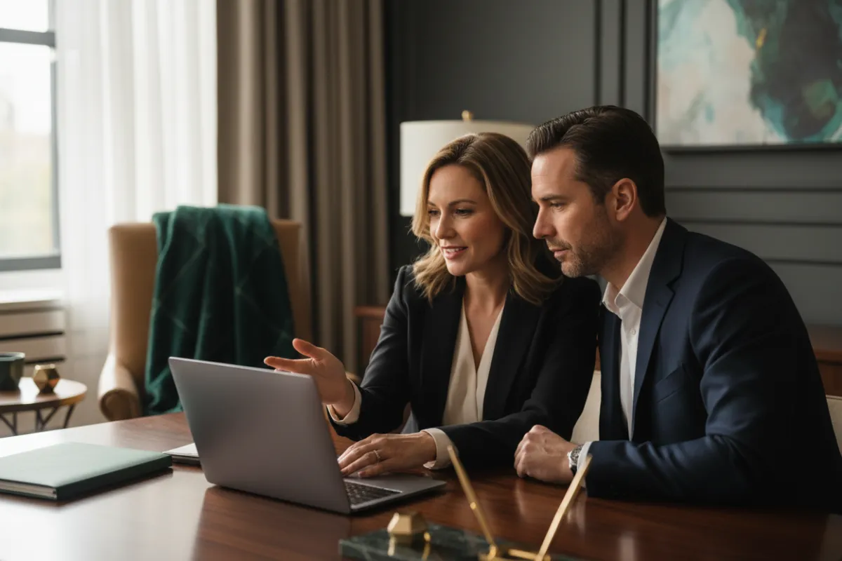 Financial advisor presenting mortgage protection term and permanent life insurance options