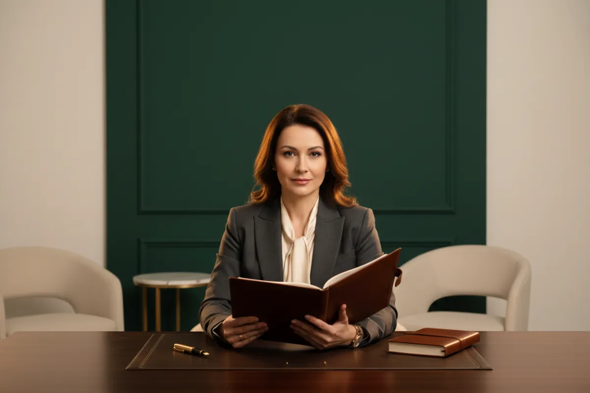 A professional reviewing a policy document on a desk
