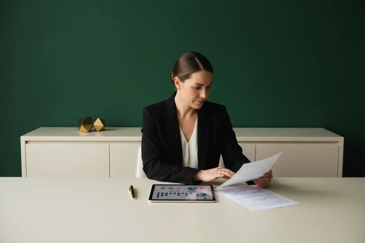 A professional analyzing financial details