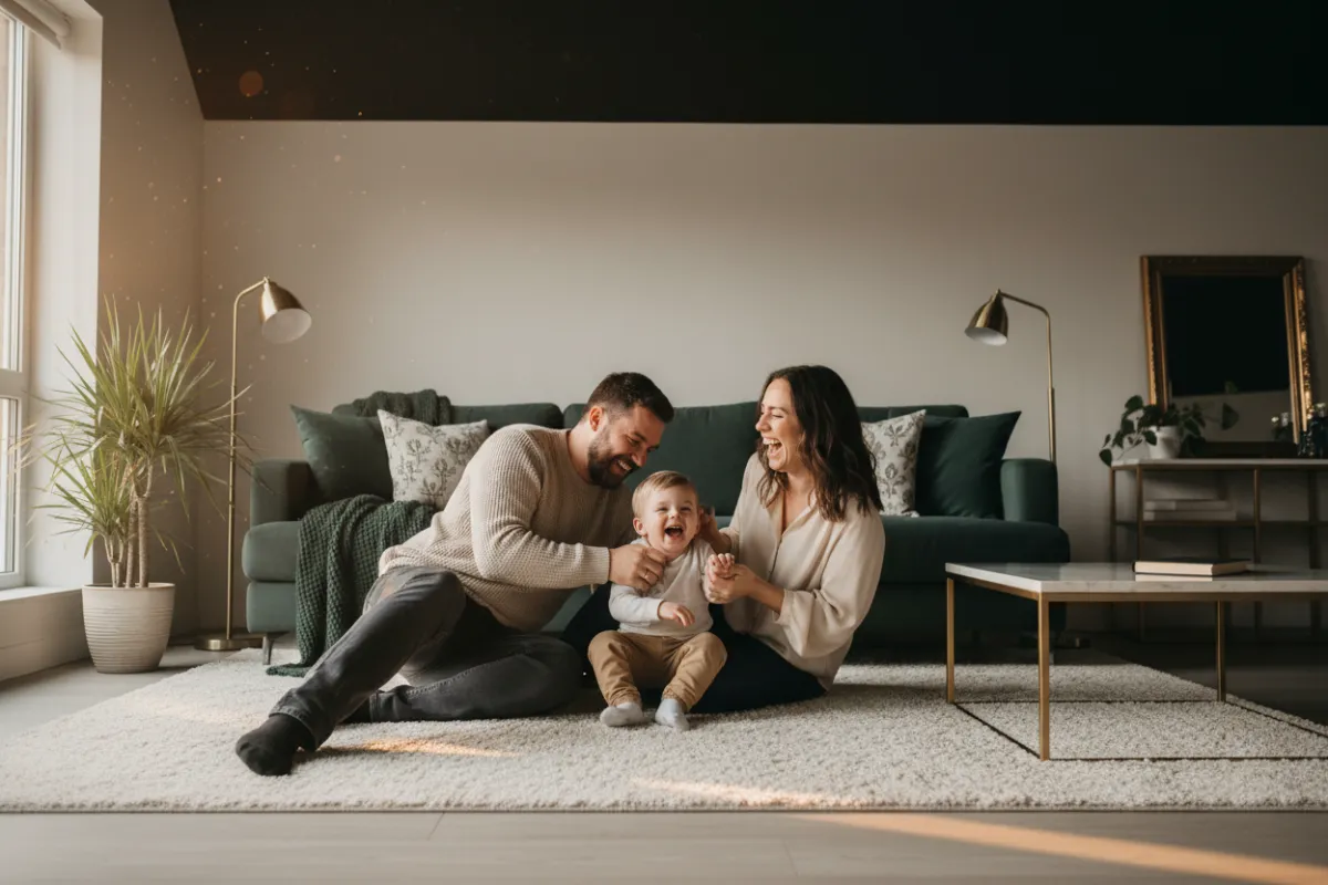 Family relaxing at home without pressure