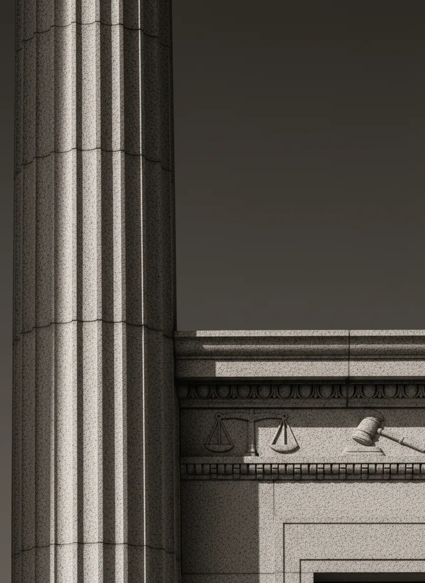 Dignified architectural detail representing stability and legal authority
