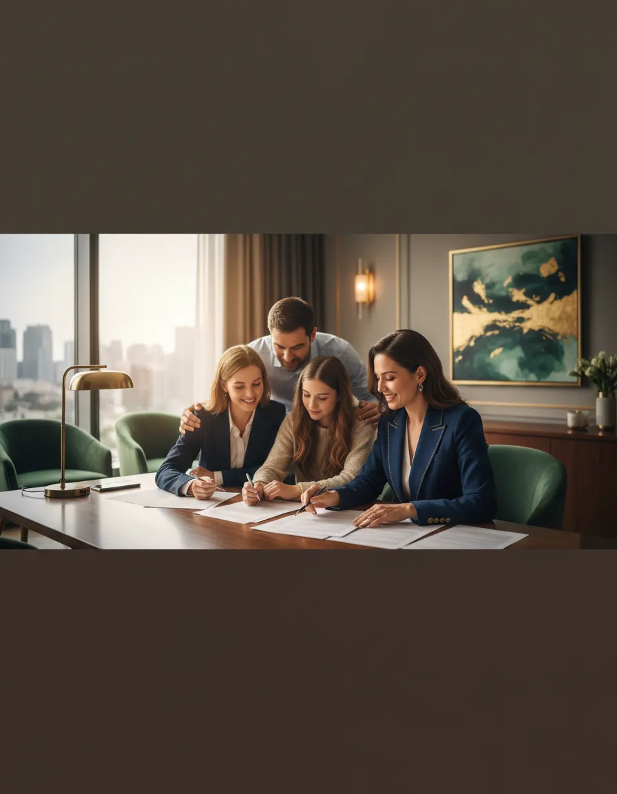 Professional financial consultation with a family