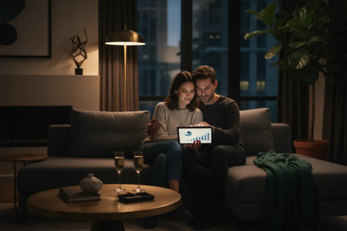 Couple discussing finances emphasizing spousal support