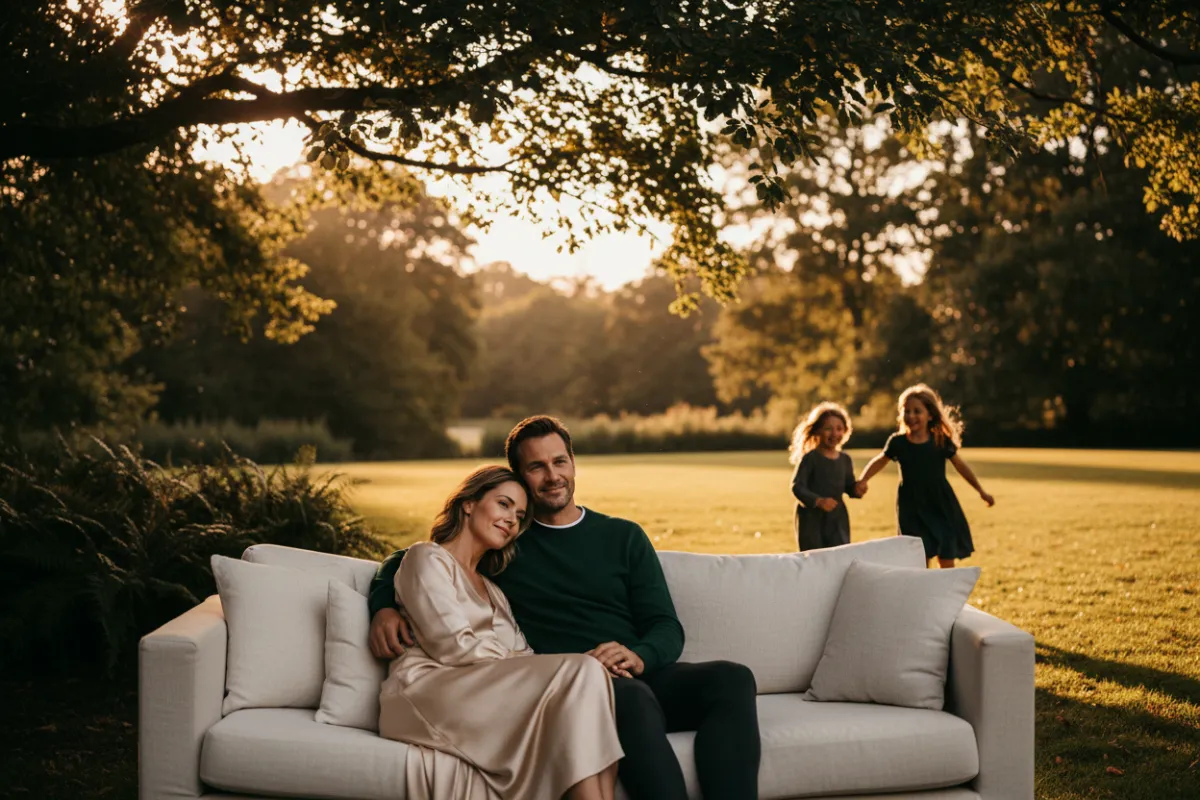 Couple relaxing outdoors representing peace of mind