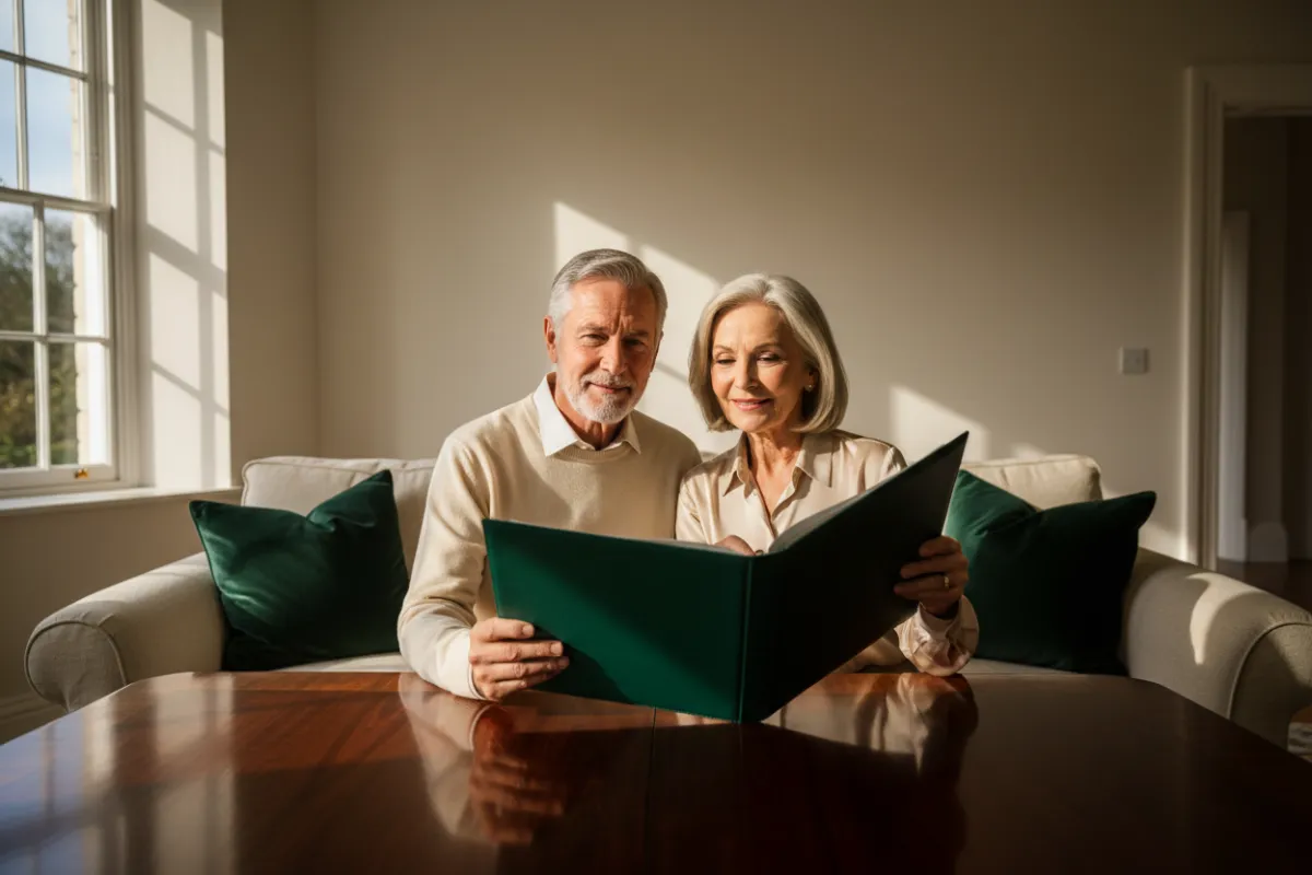 Retired couple discussing their financial future