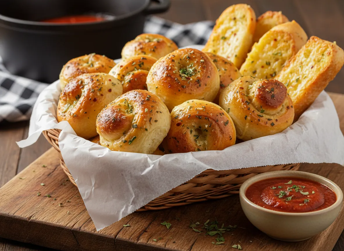 Sides and breadsticks with garlic butter