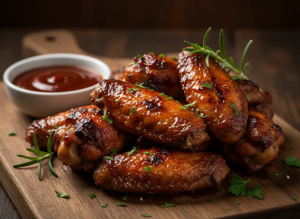 Smoked wings with sauce and char