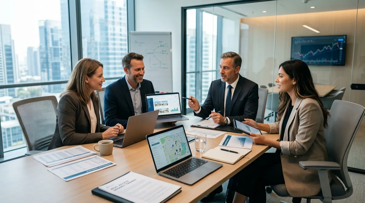 Professional real estate and mortgage collaboration briefing meeting