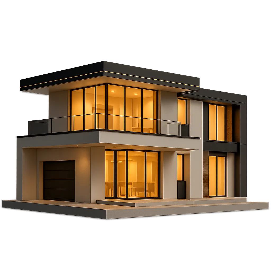 Architectural cutout of a luxurious modern residence symbolizing private property equity