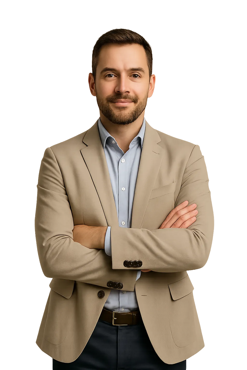 Portrait of a confident small-business owner for AI strategy hero section