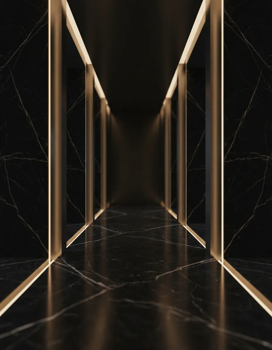 Abstract luxury architectural environment in gold and black